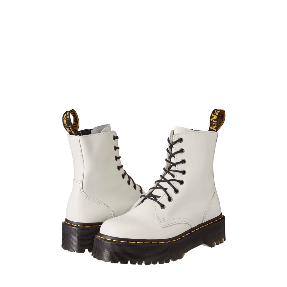 Dr. Martens Jadon 8-Eye White Leather Platform Boots
